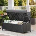 Flamaker Outdoor Wicker Loveseat with Storage and Cushions