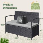 Flamaker Outdoor Wicker Loveseat with Storage and Cushions