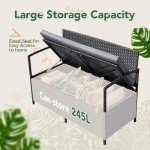 Flamaker Outdoor Wicker Loveseat with Storage and Cushions