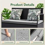 Flamaker Outdoor Wicker Loveseat with Storage and Cushions