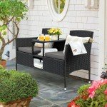 Flamaker Grey Outdoor Wicker Loveseat with Table