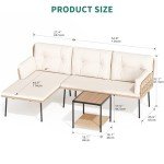 3-Piece Wicker Sectional Patio Furniture Set