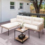 3-Piece Wicker Sectional Patio Furniture Set