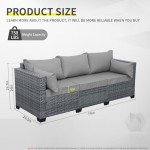 Lviden 3-Seat Wicker Patio Sofa with Cushions