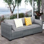 Lviden 3-Seat Wicker Patio Sofa with Cushions