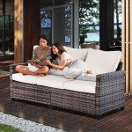 3-Seat All-Weather Rattan Patio Sofa with Cushions