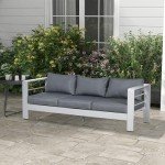 Outsunny 69" Modern 3-Seater Aluminum Patio Sofa