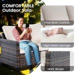 3-Seat All-Weather Rattan Patio Sofa with Cushions