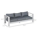 Outsunny 69" Modern 3-Seater Aluminum Patio Sofa