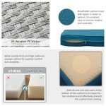 3-Seater Wicker Outdoor Couch with Blue Cushion