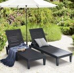 Adjustable Waterproof Outdoor Chaise Lounge Chairs - Set of 2