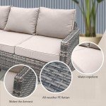 3-Seat All-Weather Rattan Patio Sofa with Cushions