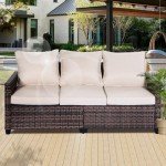 3-Seat All-Weather Rattan Patio Sofa with Cushions