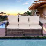 3-Seat All-Weather Rattan Patio Sofa with Cushions