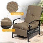SUNCROWN Adjustable Outdoor Recliner Chair with Cushion