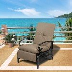 SUNCROWN Adjustable Outdoor Recliner Chair with Cushion
