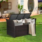 Brightpeak 90 Gallon Outdoor Wicker Storage Bench