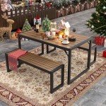 Outdoor Picnic Table and Bench Set for Six