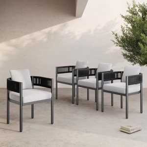 Set of 4 Outdoor Dining Chairs with Cushions