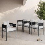 Set of 4 Outdoor Dining Chairs with Cushions