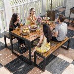 Outdoor Picnic Table and Bench Set for Six