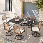 7-Piece Outdoor Dining Set with Swivel Chairs