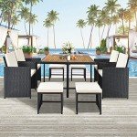 9-Piece Black Wicker Patio Dining Set