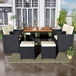 9-Piece Black Wicker Patio Dining Set