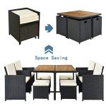 9-Piece Black Wicker Patio Dining Set