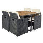 9-Piece Black Wicker Patio Dining Set