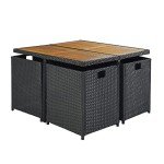 9-Piece Black Wicker Patio Dining Set