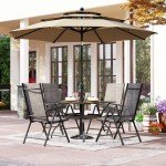 PHI VILLA 4-Piece Patio Dining Set with Umbrella