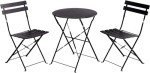3-Piece Folding Bistro Patio Set in Black