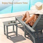 LUE BONA Weather-Resistant Patio Side Table - Gray