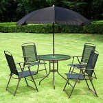 6-Piece Patio Dining Set with Umbrella