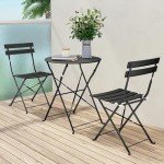 3-Piece Folding Bistro Patio Set in Black