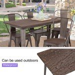 Bronze Metal Outdoor Dining Table with Wood Top