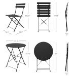 3-Piece Folding Bistro Patio Set in Black