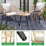 Beige 3-Piece Wicker Patio Bistro Set