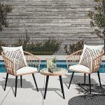 Beige 3-Piece Wicker Patio Bistro Set
