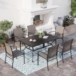 7-Piece Rectangular Steel Patio Dining Set