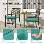 Teal Waterproof Outdoor Chair Cushions Set of 6