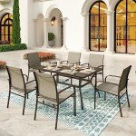7-Piece Rectangular Steel Patio Dining Set