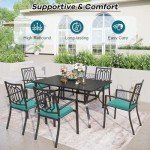 Teal Waterproof Outdoor Chair Cushions Set of 6