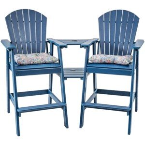 Navy Blue Tall Adirondack Bar Set with Umbrella