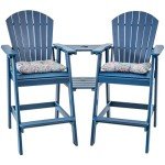 Navy Blue Tall Adirondack Bar Set with Umbrella