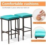 3-Piece Outdoor Wicker Bar Set with Stools