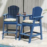 Navy Blue Tall Adirondack Bar Set with Umbrella