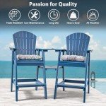 Navy Blue Tall Adirondack Bar Set with Umbrella