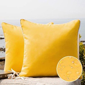 Yellow Outdoor Waterproof Throw Pillow Covers - Set of 2